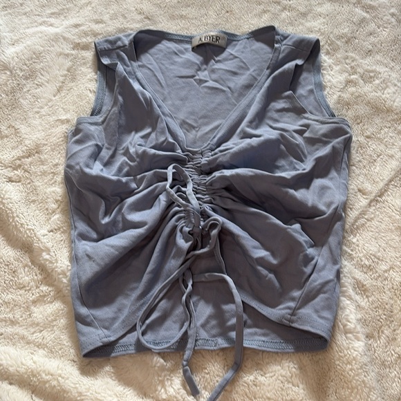 A.Byer Ruched Tie-Front Tank – Size XS | Casual Flirt | Soft Blue | - Picture 5 of 5